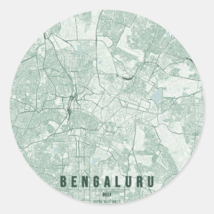 Bengaluru Indien Stadtplan Minimales Design Runder Aufkleber