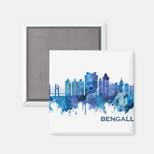 Bengaluru Karnataka Skyline Blue Magnet (Vorderseite/Rückseite)