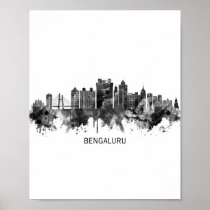 Bengaluru Karnataka Skyline BW Poster