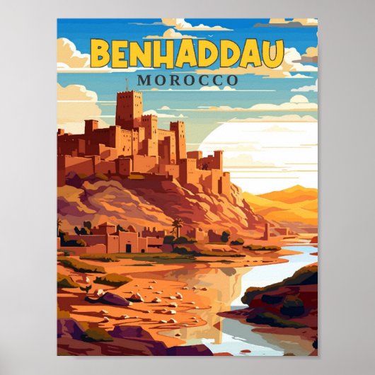 Benhaddau Marokko Vintage Illustration Poster (Vorne)
