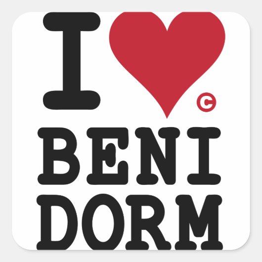 BENIDORM Holidays I LOVE BENIDORM Quadratischer Aufkleber (Vorderseite)