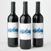 Benidorm Spain Skyline Blue Weinetikett (Flaschen)