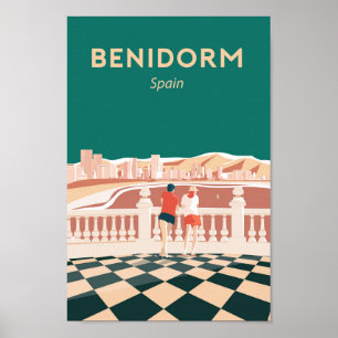 Benidorm Spain Vintage Reiseplakat Poster
