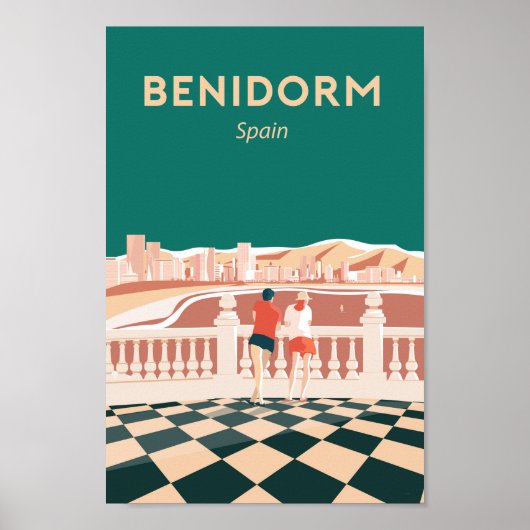 Benidorm Spain Vintage Reiseplakat Poster (Vorne)