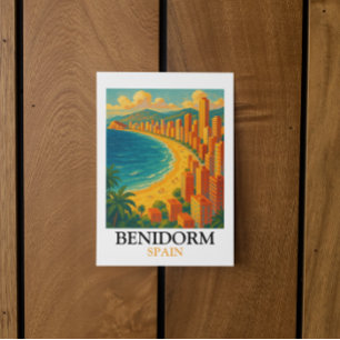 Benidorm Spanien Sommerurlaub im Vintage-Stil Postkarte