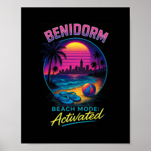 Benidorm Spanien Strandmodus Aktiviert Retro Urlau Poster