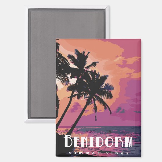 Benidorm Spanien Summer Vibes Beach Magnet (Vorderseite/Rückseite)