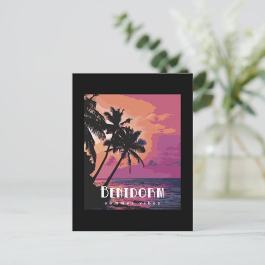 Benidorm Spanien Summer Vibes Beach Postkarte (Stehend Vorderseite)