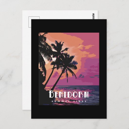 Benidorm Spanien Summer Vibes Beach Postkarte (Vorne/Hinten)