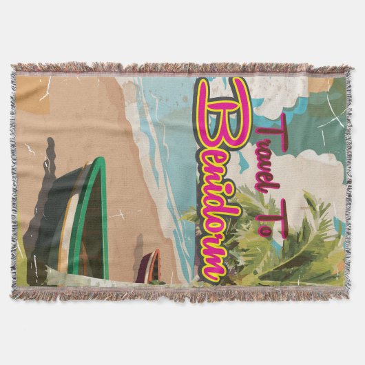 Benidorm, Spanien Vintages Ferienplakat Decke (Vorderseite)