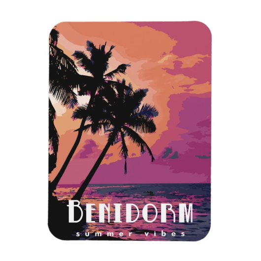 Benidorm Spanien Watercolor Beach Magnet (Vertikal)