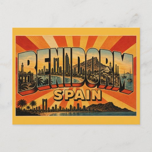 Benidorm Spanien Wolkenkratzer Strand Postkarte (Vorderseite)