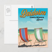 Benidorm Strand Reiseplakat Postkarte (Vorne/Hinten)