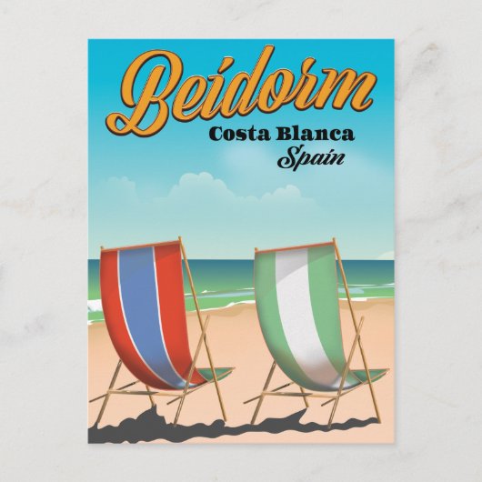 Benidorm Strand Reiseplakat Postkarte (Vorderseite)