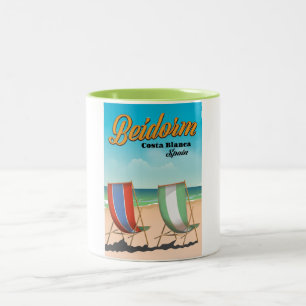 Benidorm-Strand-Reiseposter Zweifarbige Tasse