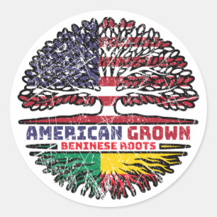 Benin Beninese American USA Tree Roots Flag Runder Aufkleber