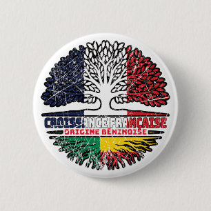 Benin Beninese Französisch-Tree-Roots-Flag Button