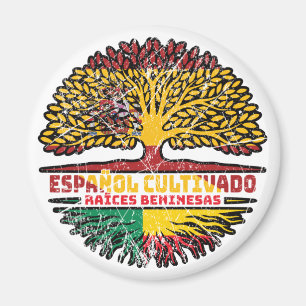 Benin Beninisch Spanisch Spanien Baumwurzeln Flagg Magnet