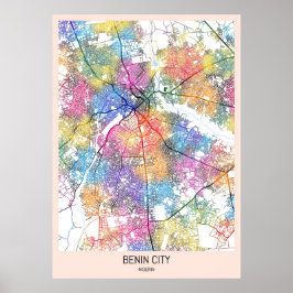 Benin City Nigeria City Map Poster