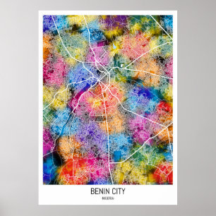 Benin City Nigeria City Map Poster