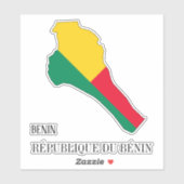 Benin Flag Charming Patriotic Map Aufkleber (Blatt)