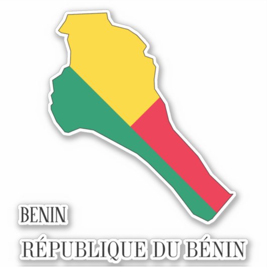 Benin Flag Charming Patriotic Map Aufkleber (Vorderseite)
