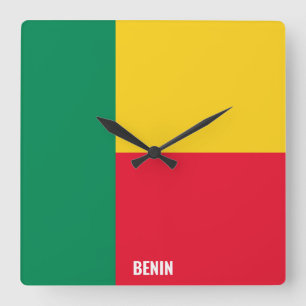 Benin Flag Dazzling Patriotic Quadratische Wanduhr