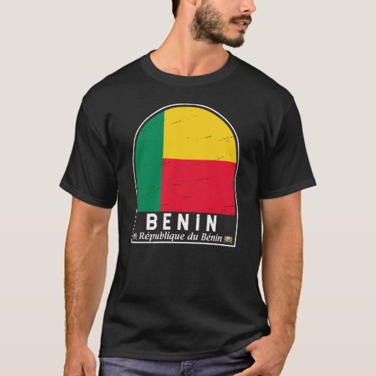 Benin Flag Emblem gestört Vintag T-Shirt (Vorderseite)