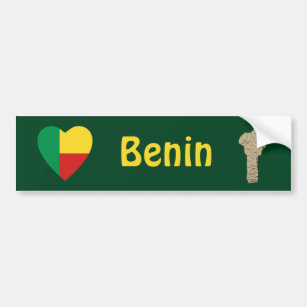 Benin Flag Herz + Karte Autoaufkleber
