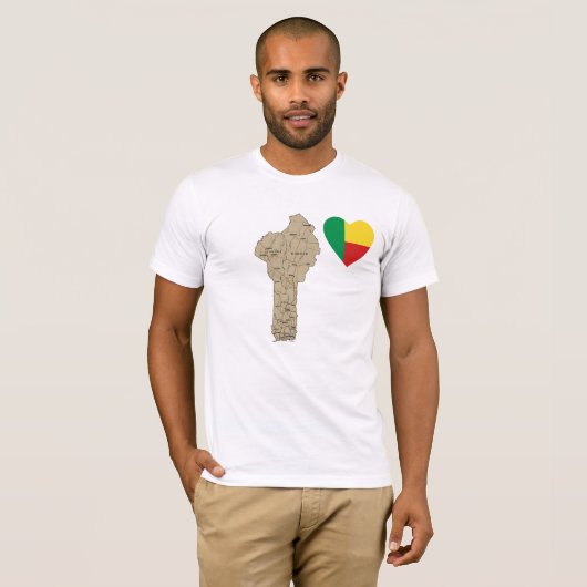 Benin Flag Herz und Karte T - Shirt (Vorne ganz)
