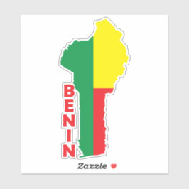 Benin Flag in der Landkarte Aufkleber