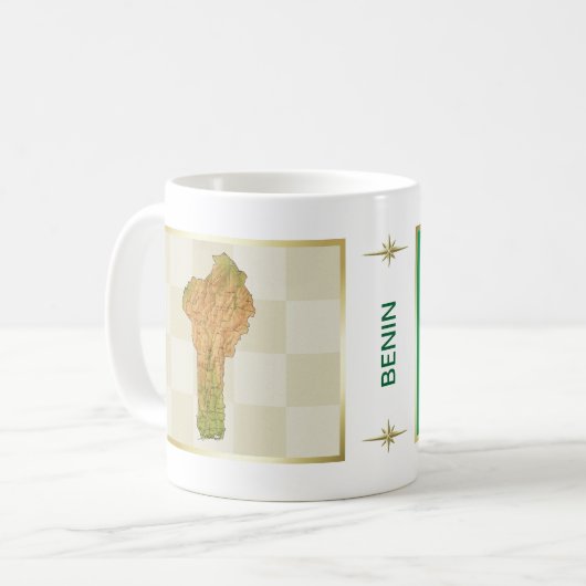 Benin Flag + Karte Tasse (Vorderseite Links)