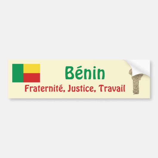 Benin Flag + Map Autoaufkleber (Vorne)