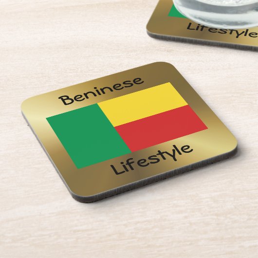 Benin Flag+Text-Untersetzer Untersetzer (Linke Seite)