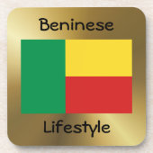 Benin Flag+Text-Untersetzer Untersetzer (Vorderseite)