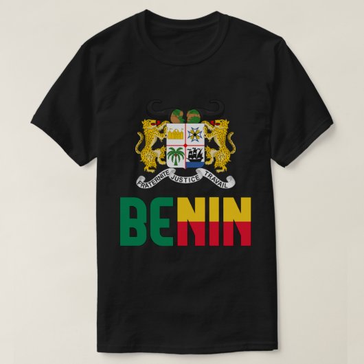 Benin Flag und Coat of Arms Patriotic T-Shirt (Design vorne)