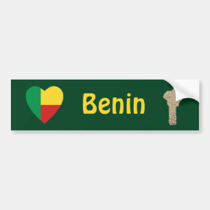 Benin-Flagge Herz + Karte Aufkleber Autoaufkleber