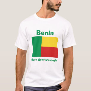 Benin-Flagge + Karte + Text-T - Shirt