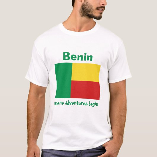 Benin-Flagge + Karte + Text-T - Shirt (Vorderseite)