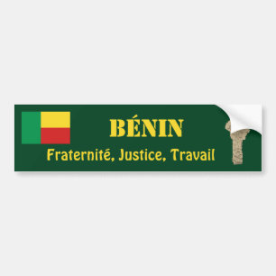 Benin-Flagge + Karten-Autoaufkleber Autoaufkleber