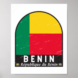 Benin-Flaggen-Emblem abgenutzt Vintage Poster