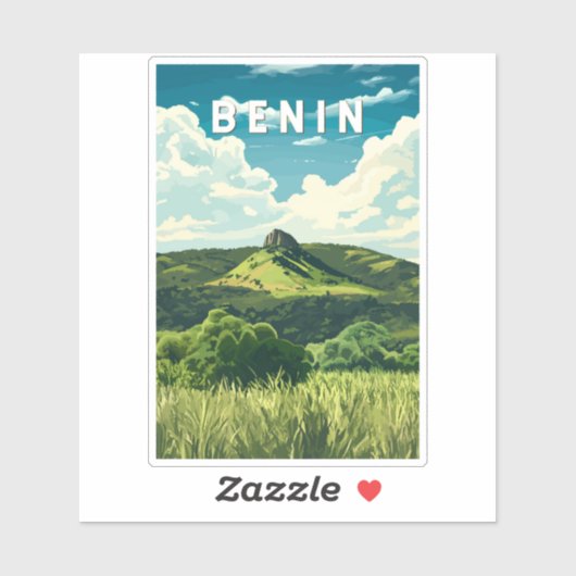 Benin Illustration Travel Art Vintag Aufkleber (Blatt)