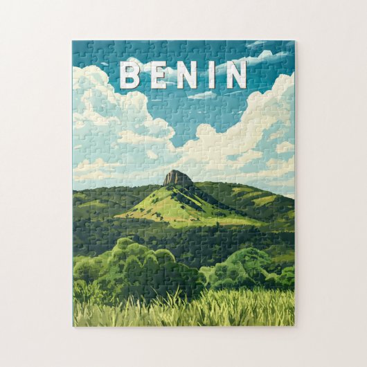 Benin Illustration Travel Art Vintag Puzzle (Vertikal)
