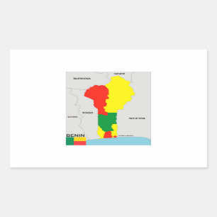 Benin-Landkartenflagge Rechteckiger Aufkleber