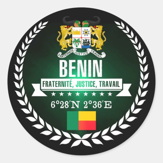 Benin Runder Aufkleber (Vorderseite)