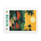 Benin Sunset Illustration Travel Art Vintag Magnet (Horizontal)