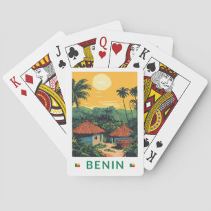 Benin Sunset Illustration Travel Art Vintag Spielkarten