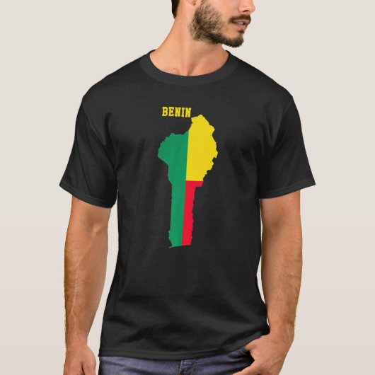 Beninese Flag Inside Map Benin T-Shirt (Vorderseite)