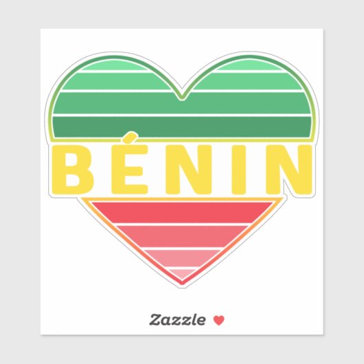 Beninese Heart, I Liebe Benin Aufkleber (Blatt)