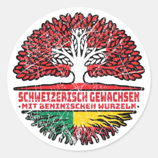 Beninisch Schweizer Schweiz Baum Wurzel Flag Runder Aufkleber (Vorderseite)